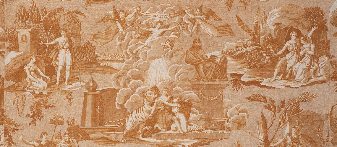 Garniture de lit inspir�e des Martyrs de Chateaubriand, toile imprim�e, Manufacture de Rouen, vers 1820, coll. Maison de Chateaubriand